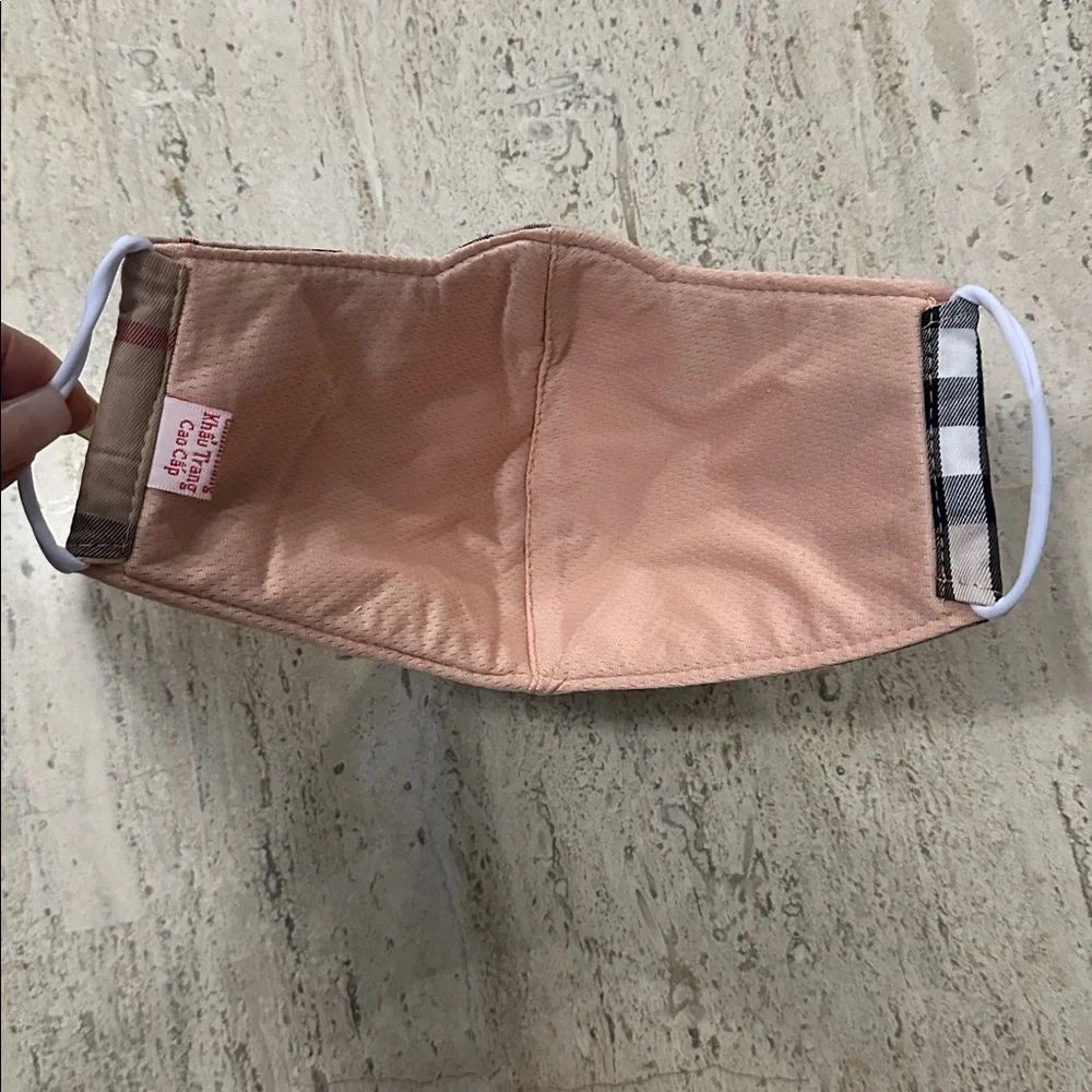 Plaid Face Mask with Elastic Ear straps Beige Black White Red One Size